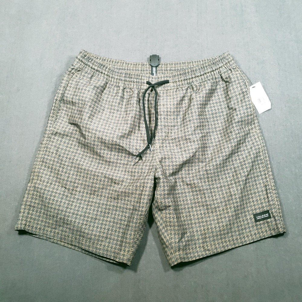 Volcom Preston EW Hybrid 18‎ Shorts Mens Large Olive Houndstooth A1002500